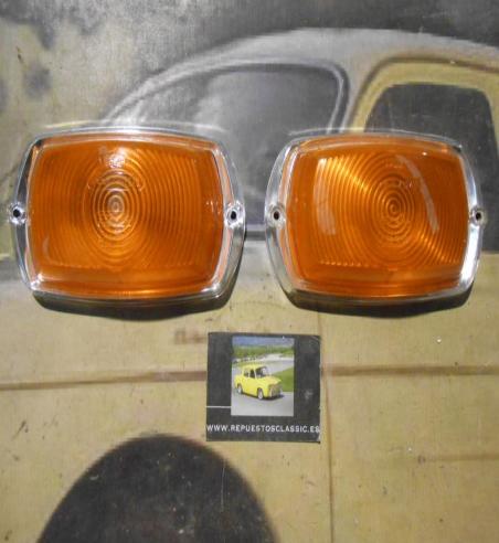 Pi178P4 JUEGO TULIPAS CON BISEL PILOTO  DELANTEROS MERCEDES DKW F1000 AMBAR ME