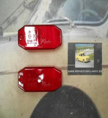PI217 PI4 JUEGO TULIPAS PILOTO RECTANGULAR CAMION AUTOBUS CARAVANA TRACTOR REMOLQUE COLOR ROJO MARCA RINDER 1286.11 MEDIDA 101x4