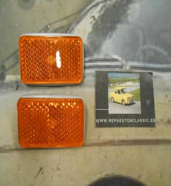 PI312 PI4 JUEGO CATADIOPTRICOS RECTANGULAR COLOR AMBAR CAMION AUTOBUS REMOLQUE TRACTOR CARAVANA MEDIDA 85x48mm DE TORNILLO A TOR