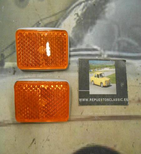 PI312 PI4 JUEGO CATADIOPTRICOS RECTANGULAR COLOR AMBAR CAMION AUTOBUS REMOLQUE TRACTOR CARAVANA MEDIDA 85x48mm DE TORNILLO A TOR
