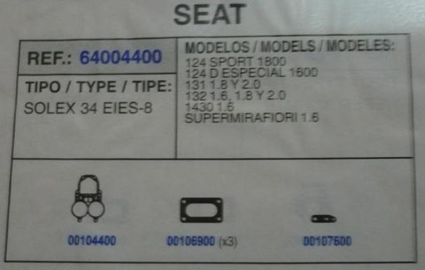 4400 KIT JUNTAS CARBURADOR SOLEX 34 EIES-8