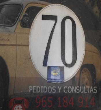 PI367 PI4 SEÑAL REDONDA METALICA LIMITACION VELOCIDAD 70Km/h TRACTOR, CAMION, VEHICULO ESPECIAL, MATERIAL DE EPOCA VINTAGE DIAME