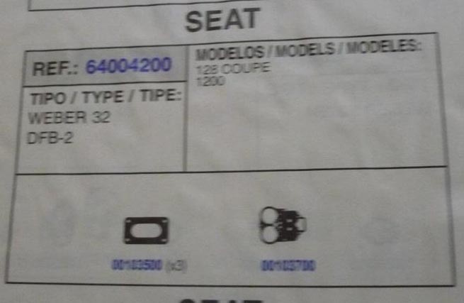 4200 KIT JUNTAS CARBURADOR WEBER 32 DFB-2