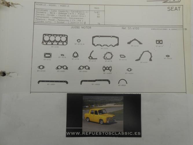 JM55 JUEGO JUNTAS MOTOR COMPLETO SEAT 1500
