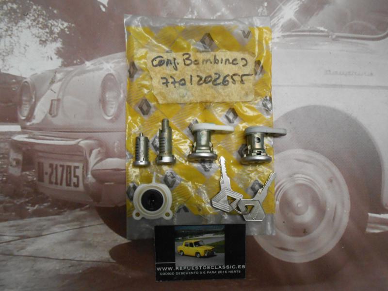 OR22 CONJUNTO COMPLETO BOMBINES PUERTAS CON LLAVE RENAULT 21 NEVADA (K48J) ORIGINAL RENAULT REF. 7701202655