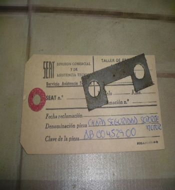 COF01 AB 00452900 CHAPA SEGURIDAD SOPORTE MOTOR SEAT 1400