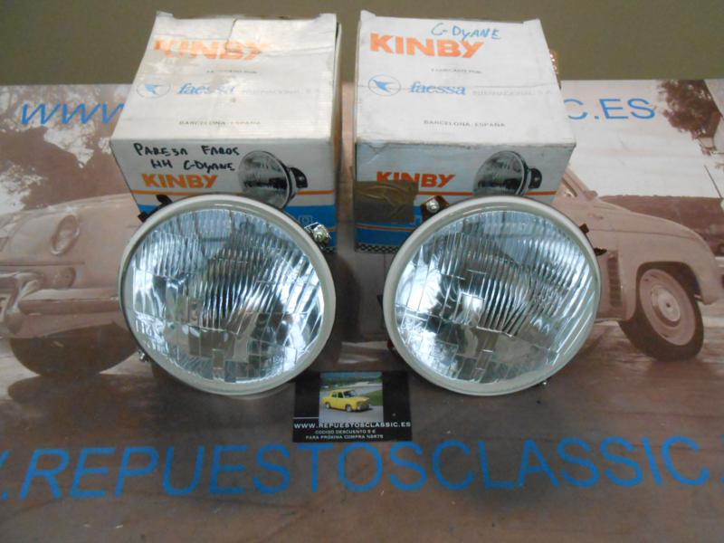 IC75 JUEGO FAROS KINBY REDONDOS H4 CON LUZ  POSICION CITROEN DYANE ->79 , MEHARI REF. YFE 0843/0844