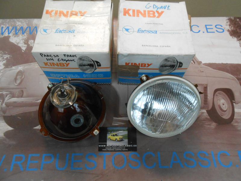 IC75 JUEGO FAROS KINBY REDONDOS H4 CON LUZ  POSICION CITROEN DYANE ->79 , MEHARI REF. YFE 0843/0844