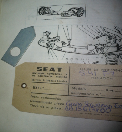 COF12 AB 15617800 CHAPA SEGURIDAD TORNILLO PUENTE DELANTERO SEAT 1400 (FIG. 7)