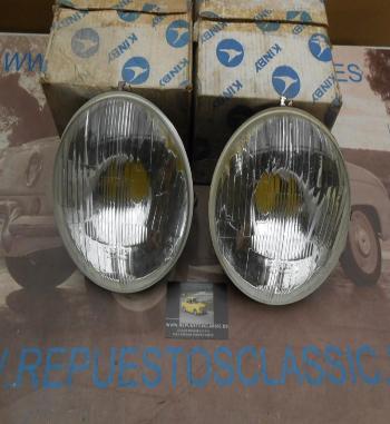 ISI05 JUEGO OPTICAS FAROS KINBY SIMCA 1000 , 1200 ANCLAJE HELLA REF. FE1122 FOCO EUROPEO