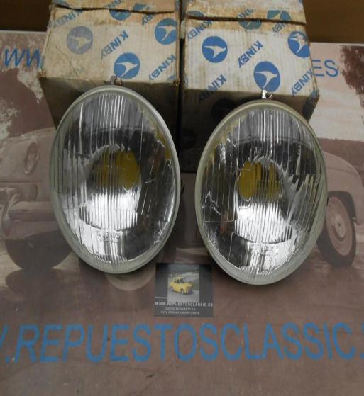 ISI05 JUEGO OPTICAS FAROS KINBY SIMCA 1000 , 1200 ANCLAJE HELLA REF. FE1122 FOCO EUROPEO