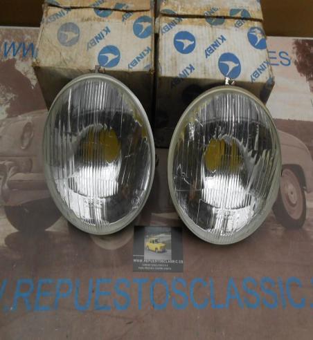 ISI05 JUEGO OPTICAS FAROS KINBY SIMCA 1000 , 1200 ANCLAJE HELLA REF. FE1122 FOCO EUROPEO
