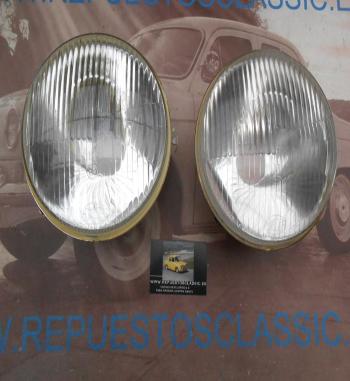 ISI06 JUEGO OPTICAS FAROS HELLA SIMCA 1000 , 1200 ANCLAJE HELLA FOCO EUROPEO