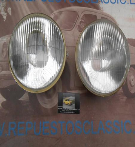 ISI06 JUEGO OPTICAS FAROS HELLA SIMCA 1000 , 1200 ANCLAJE HELLA FOCO EUROPEO