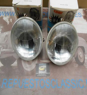 ISI07 JUEGO OPTICAS FAROS KINBY SIMCA 1000 , 1200 ANCLAJE HELLA H4 REF. YFE0812 CON BOMBILLA