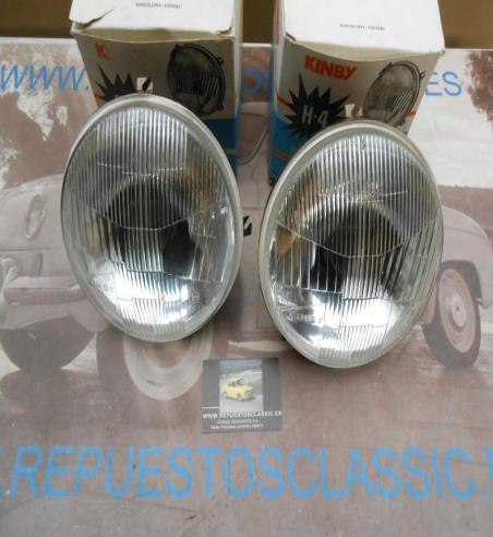 ISI07 JUEGO OPTICAS FAROS KINBY SIMCA 1000 , 1200 ANCLAJE HELLA H4 REF. YFE0812 CON BOMBILLA