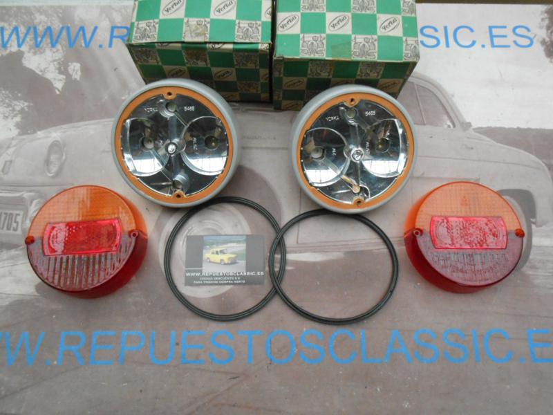 ISI42 JUEGO PILOTOS TRASEROS SIMCA 1000 1ª SERIE , REMOLQUE , TRACTOR , CARAVANA BASE PORTALAMPARAS COLOR GRIS