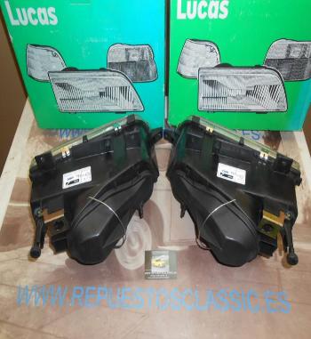 IP01 P1 JUEGO FAROS PEUGEOT 405 MI16 , SRI , GRI 88-->92 LUCAS LXB216/LXB217 H4+H1 REGULACION HIDRAULICA