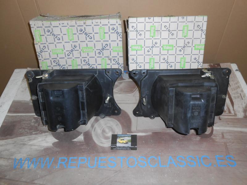 ISE08 JUEGO FAROS COMPLETO CIBIE SEAT 131 1ª SERIE FOCO EUROPEO E9 CON SOPORTES