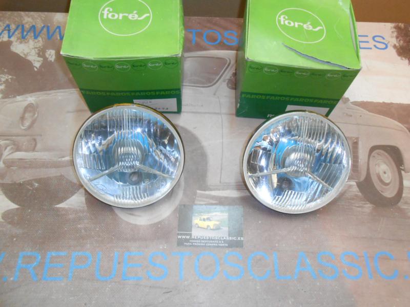 ISE126 JUEGO OPTICAS FAROS FORES 135mm SEAT 600 D 1ª SERIE FOCO EUROPEO CON LUZ DE POSICION