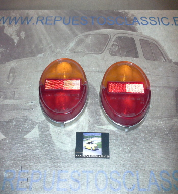 ISE163 JUEGO TULIPAS PILOTOS TRASEROS CON CERQUILLO CROMADO SEAT 850 BERLINA , COUPE , FERRARI 275 GTB/4 , SIATA