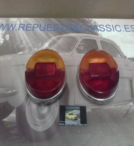 ISE164 JUEGO PILOTOS TRASEROS GEMO CON CERQUILLO CROMADO SEAT 850 BERLINA , COUPE , FERRARI 275 GTB/4 , SIATA (SIN PORTALAMPARAS