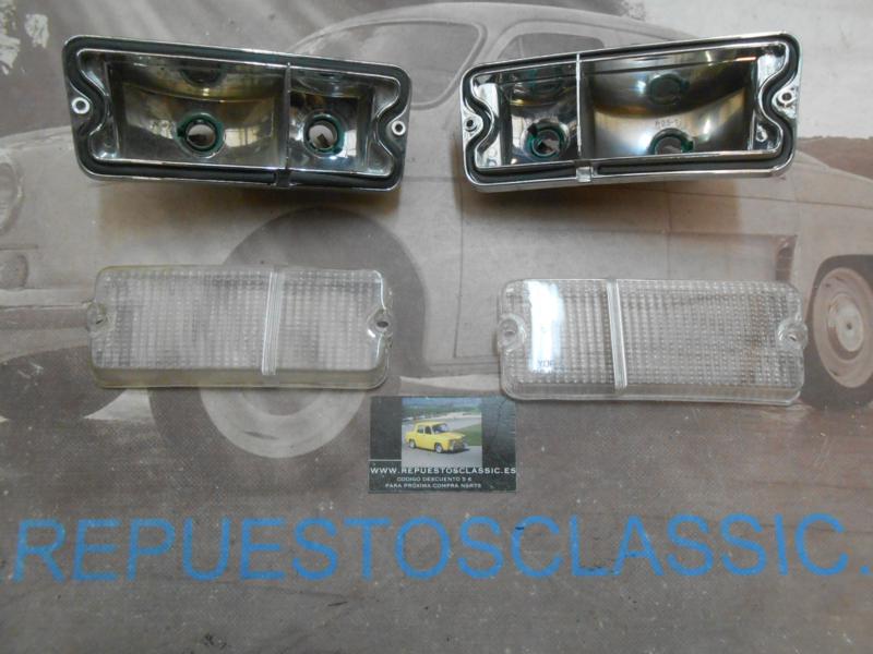 ISE291 JUEGO PILOTOS DELANTEROS SEAT 127 1ª SERIE 76-> TULIPA BLANCA BISEL METALIZADO
