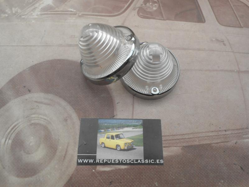 IRE70 JUEGO TULIPAS PILOTOS DELANTEROS RENAULT 4L , 4F ANTIGUO 1ª SERIE CON CERQUILLO METALICO