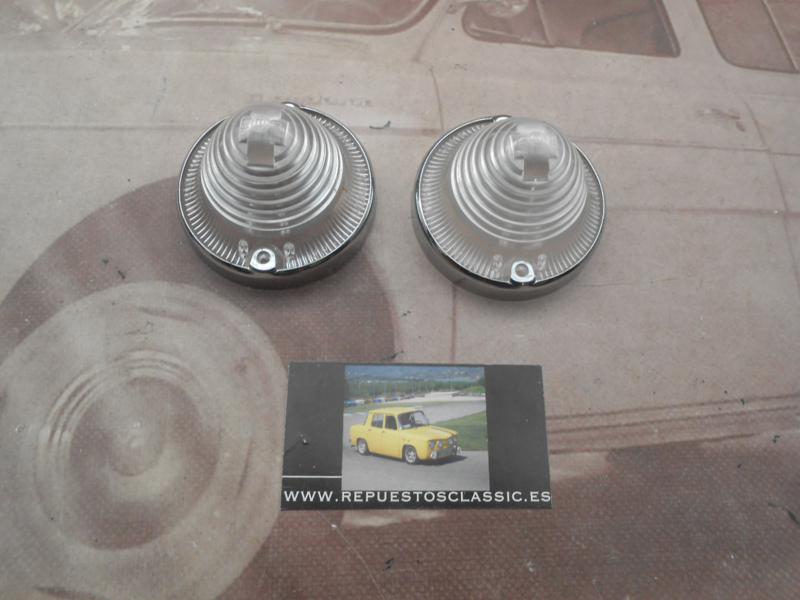 IRE70 JUEGO TULIPAS PILOTOS DELANTEROS RENAULT 4L , 4F ANTIGUO 1ª SERIE CON CERQUILLO METALICO