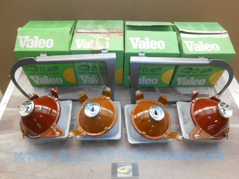 IRE210 JUEGO 4 OPTICAS FAROS CON BISELES RENAULT 12 TS 1ª SERIE ->77 VALEO H1