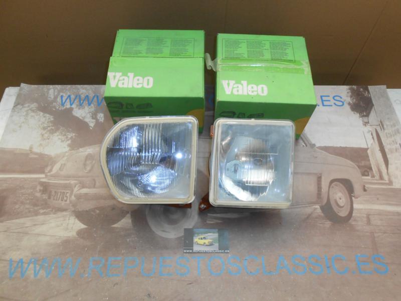 IRE213 JUEGO 2 OPTICAS FAROS LADO DERECHO RENAULT 12 TS 1ª SERIE ->77 VALEO H1