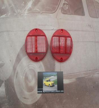 PI388 P2 JUEGO CATADIOPTRICOS REDONDOS ROJOS CAMION AUTOBUS CARAVANA REMOLQUE TRACTOR DIAM. 77mm