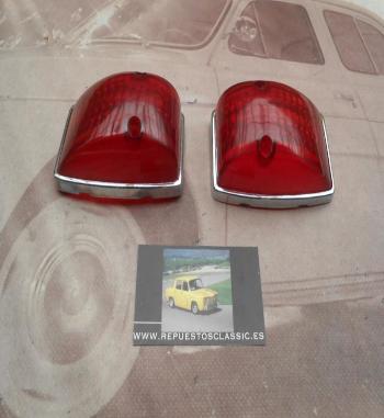66P8  JUEGO TULIPAS ROJAS FORMA CUÑA PILOTO UNIVERSAL CAMION CLASICO , AUTOCAR , REMOLQUE , CARAVANA , MEDIDA 95x63mm