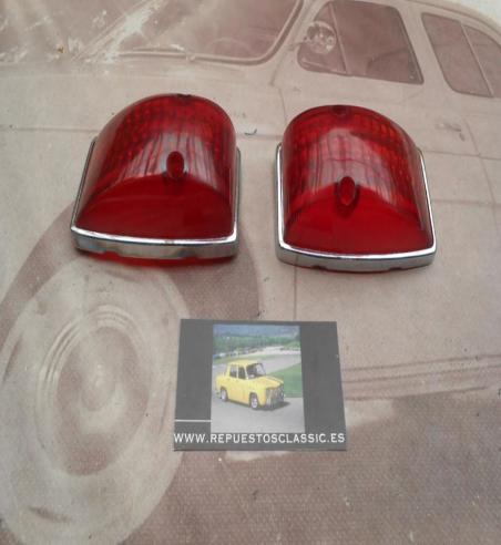 66P8  JUEGO TULIPAS ROJAS FORMA CUÑA PILOTO UNIVERSAL CAMION CLASICO , AUTOCAR , REMOLQUE , CARAVANA , MEDIDA 95x63mm