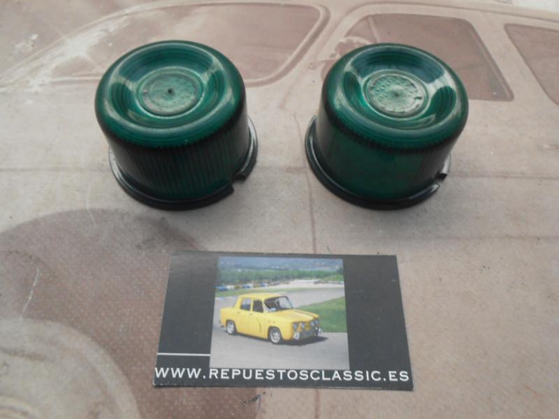 PI448P2 JUEGO TULIPAS PILOTOS REDONDOS VERDES CAMION TRACTOR REMOLQUE CARAVANA MEDIDA 56x37mm