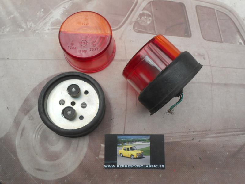 PI470P2 JUEGO PILOTOS REDONDOS ROJO / AMBAR CAMION , REMOLQUE , TRACTOR CARAVANA MEDIDA 85x63mm , 2 SERVICIOS CON LUZ MATRICULA