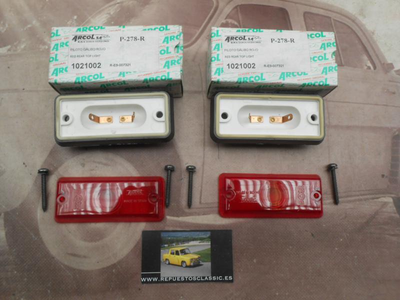Pi514P2 JUEGO PILOTOS EMPOTRABLES LUZ GALIBO ROJOS AUTOBUS CAMION ARCOL P278 MEDIDA 110x50mm