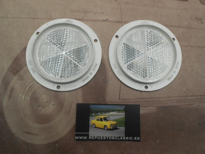 Pi536P2 JUEGO CATADIOPTRICOS REDONDOS COLOR BLANCO CAMION AUTOBUS TRACTOR REMOLQUE CARAVANA RINDER 752 MEDIDA 105x11mm