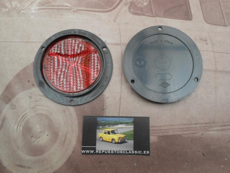 Pi537P2 JUEGO CATADIOPTRICOS REDONDOS COLOR ROJO CAMION AUTOBUS TRACTOR REMOLQUE CARAVANA RINDER 752 MEDIDA 105x11mm