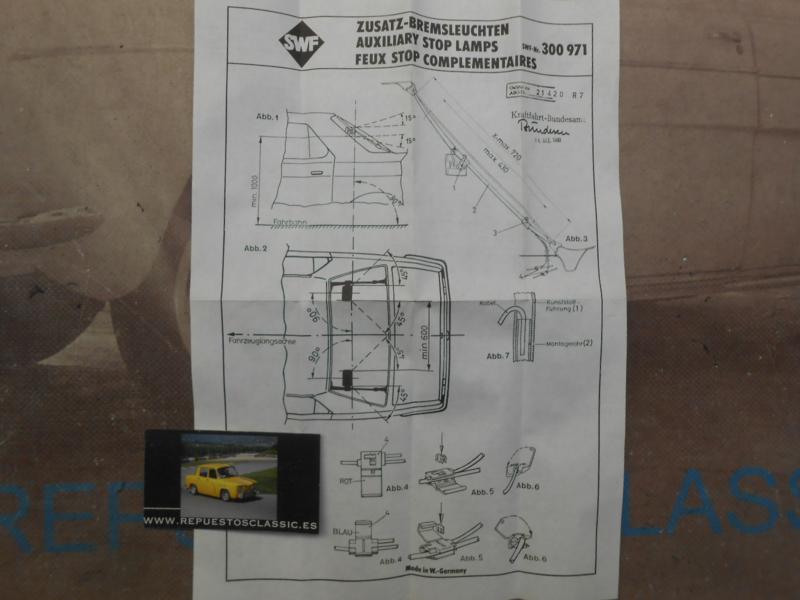 120P8 CONJUNTO LUCES DE FRENO ADICIONAL PARA VENTANA POSTERIOR ENGASTADA CON CAUCHO ALTURA MAXIMA 720mm , SWF 300971