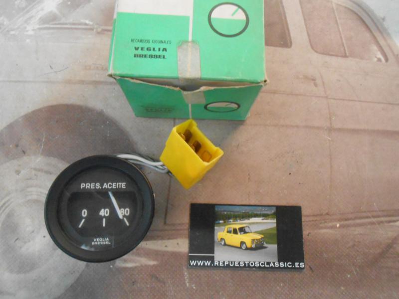 CK289 RELOJ INDICADOR PRESION ACEITE SEAT 850 SPIDER 12v , VEGLIA 454252 , DIAMETRO 52mm