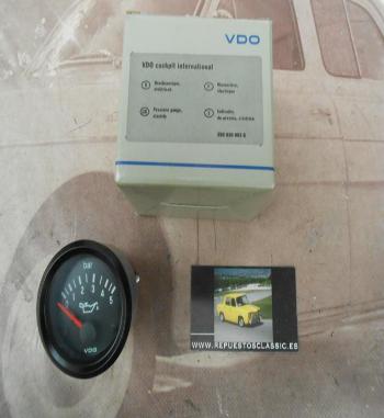 CK319 RELOJ UNIVERSAL REDONDO INDICADOR PRESION ACEITE VDO 350030003 , 5 BAR , 12v , 52mm