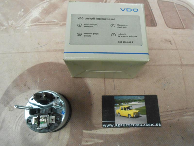 CK319 RELOJ UNIVERSAL REDONDO INDICADOR PRESION ACEITE VDO 350030003 , 5 BAR , 12v , 52mm