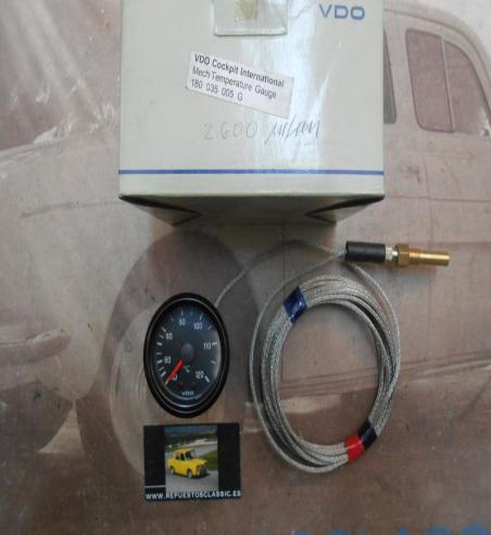 CK328 RELOJ TEMPERATURA AGUA CON SONDA 120 ºC , VDO 180035005 ( DIAMETRO 52mm CABLE 4m )