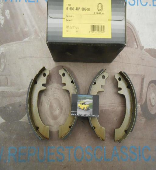 0986487365 JUEGO ZAPATAS FRENO TRASERO BOSCH, RENAULT 12, 15, MAHINDRA ( 180x42mm )