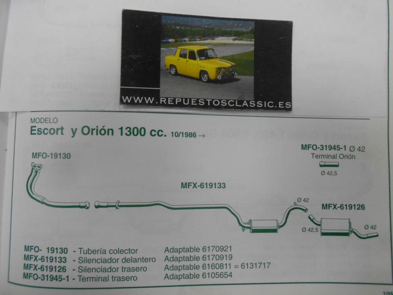 619133 P2 SILENCIOSO INTERMEDIO FORD ORION Y ESCORT 1.3 86->