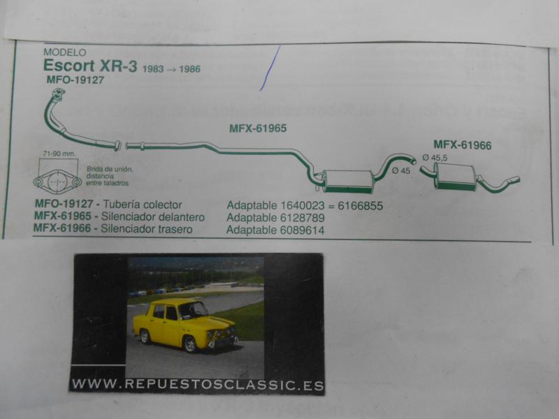61965 P2 SILENCIOSO INTERMEDIO FORD ESCORT XR3 83->86