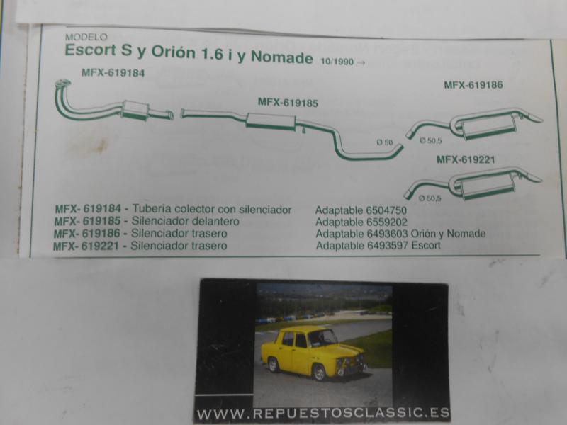 619185 P2 SILENCIOSO INTERMEDIO FORD ESCORT 1.6 , ORION 1.6i 90->