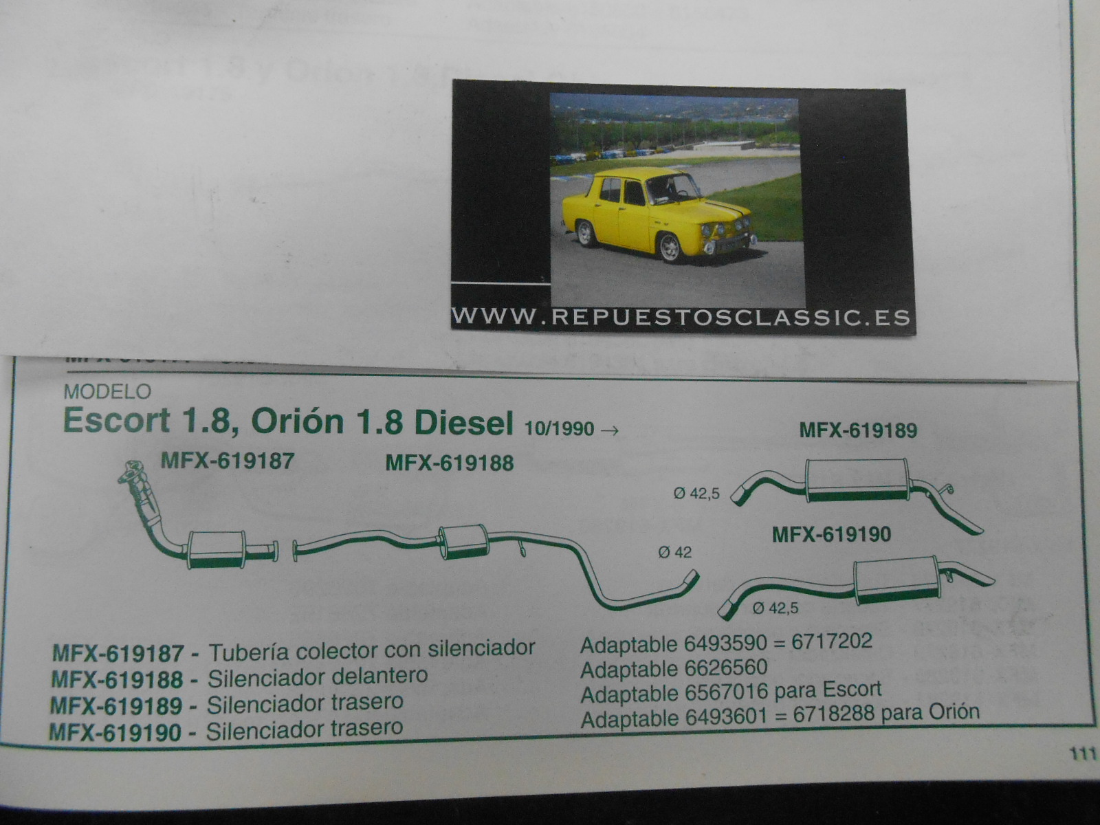 619190 P2 SILENCIOSO TRASERO FORD ORION 1.8 DIESEL 90->
