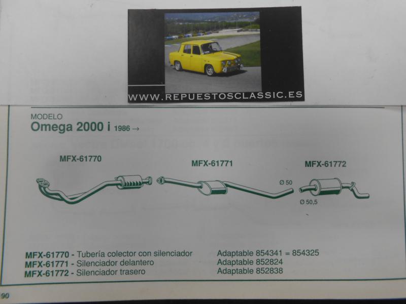 61770 P3 TUBERIA SALIDA COLECTOR ESCAPE OPEL OMEGA 2.0i 86->